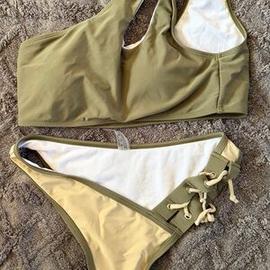 SHEIN Olive and Cream Bikini Set